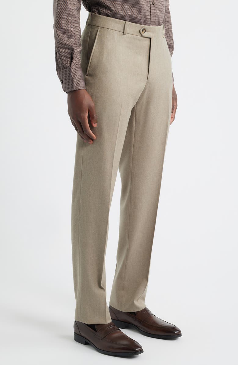 Berle Wool & Cashmere Flannel Dress Pants, Alternate, color, Dark Tan