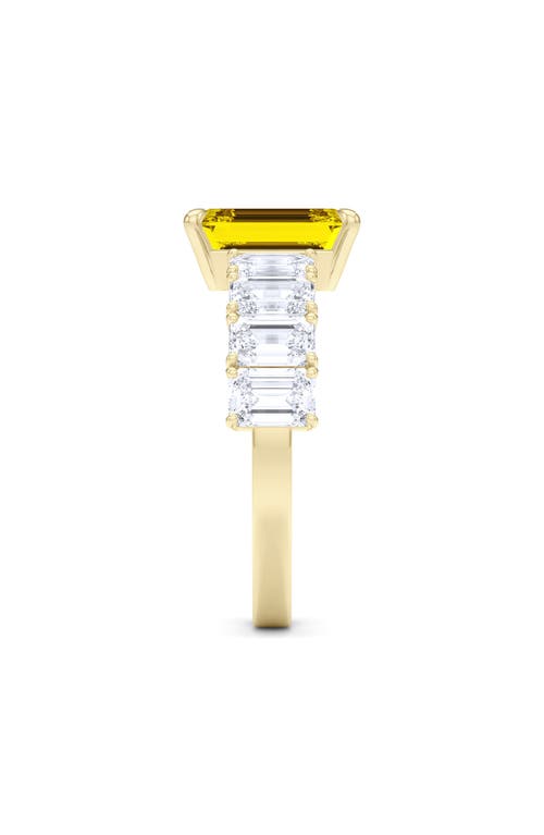 Hautecarat Floating Yellow Lab Grown Diamond Open Ring In Green