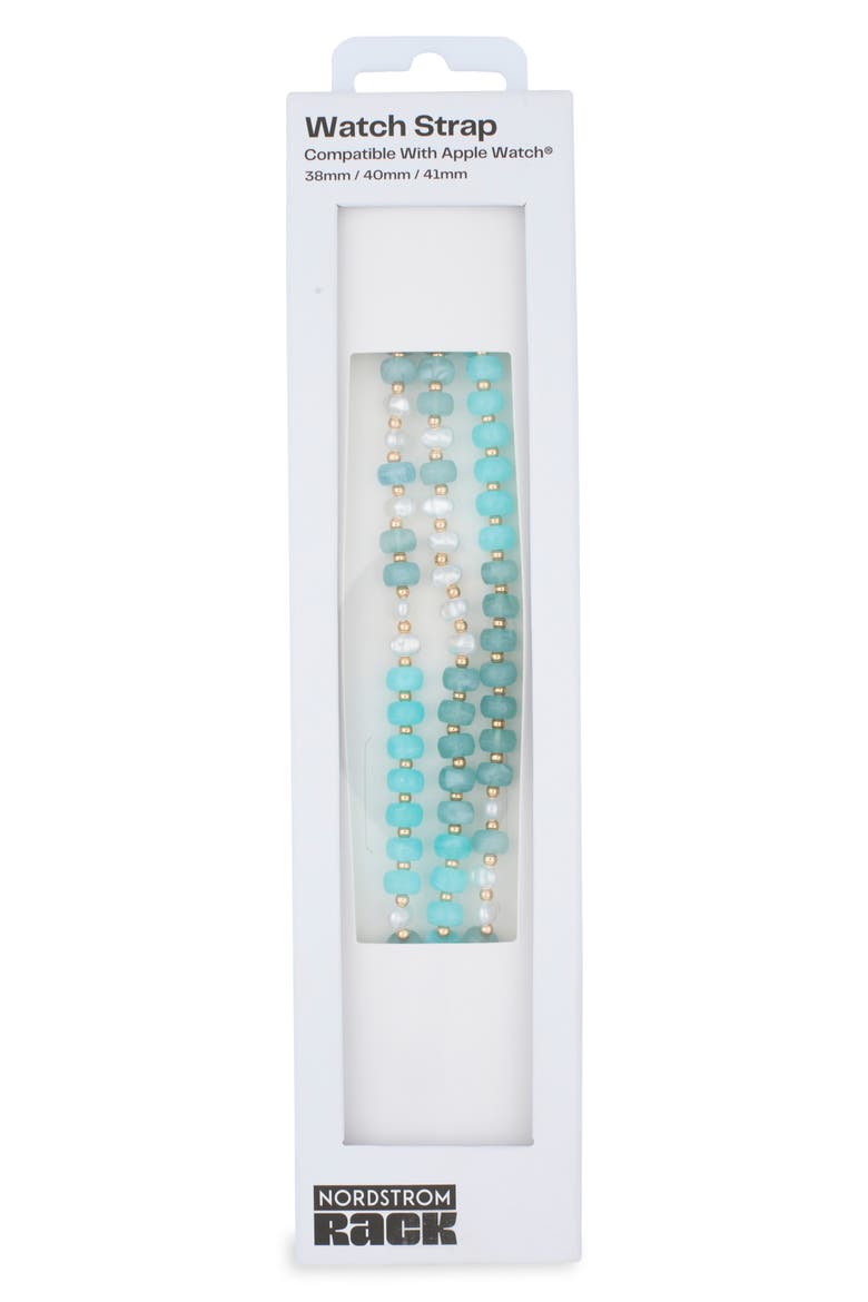 Faux Pearl Beaded Apple Watch® Watchband, Alternate, color, BLUE MULTI- GOLD