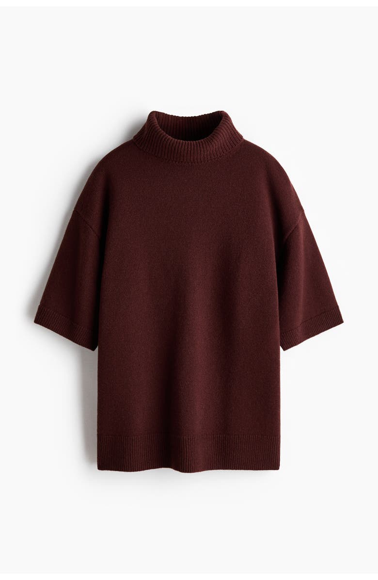 H&M Roll-neck Wool Jumper, Alternate, color, Dark Rust Brown