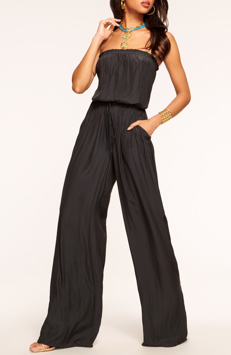 Ramy Brook Selma Strapless Wide Leg Jumpsuit, Main, color, Black