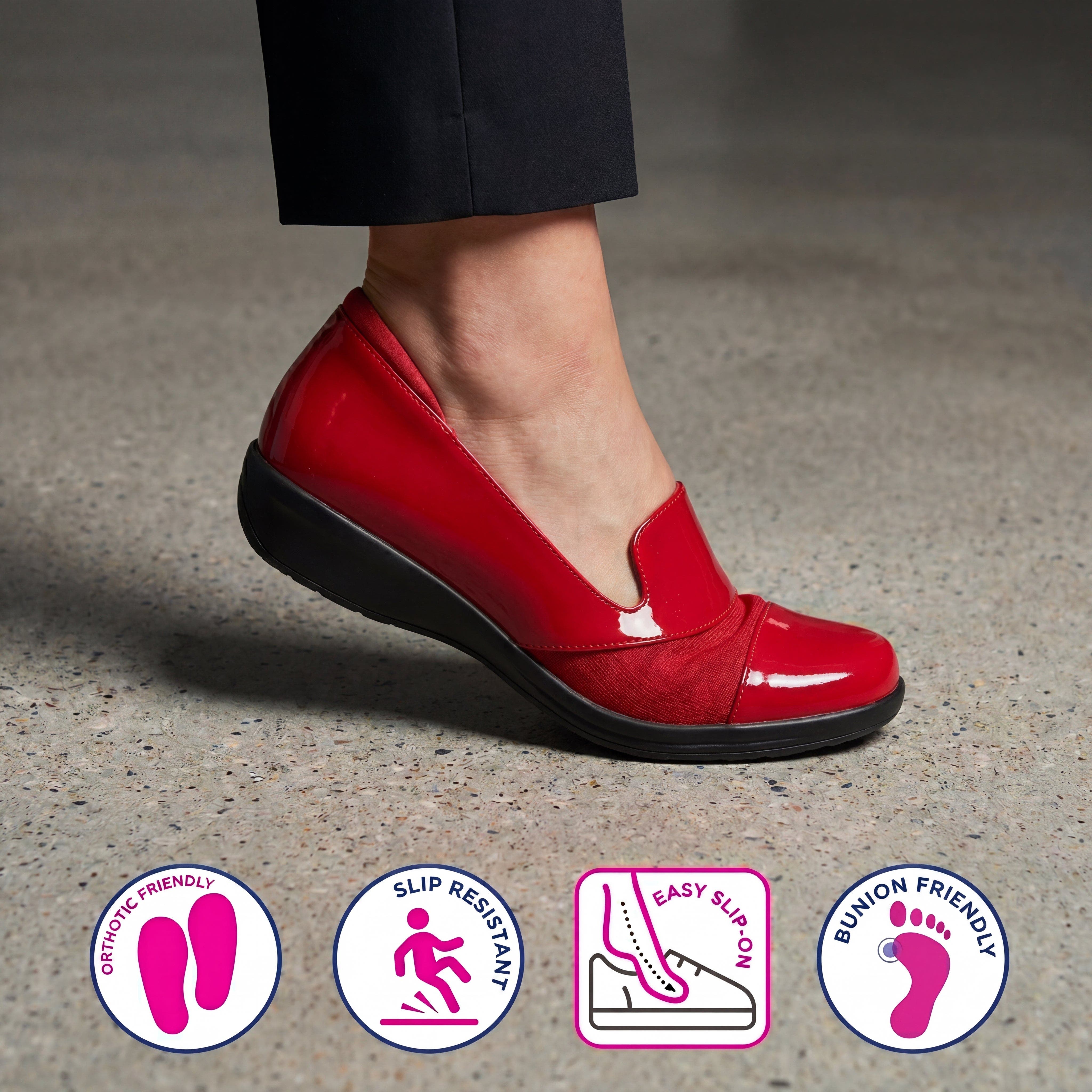 The Annete Bunion Friendly Slip On Orthotic Flat, Alternate, color, BLACK