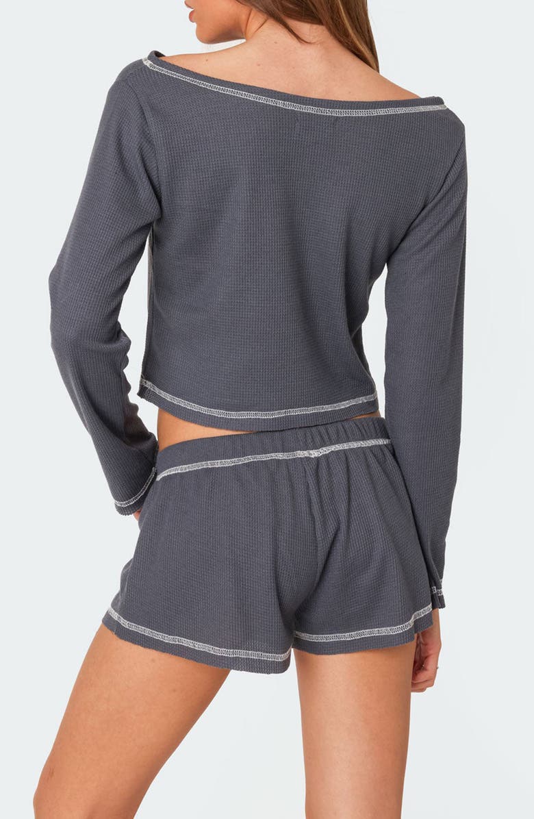 EDIKTED Peoni Waffle Knit Crop Top, Alternate, color, 