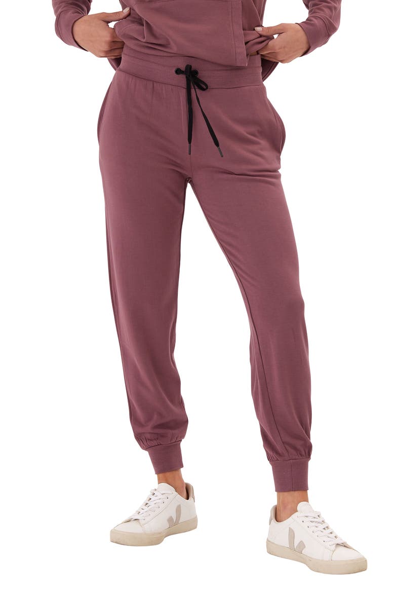 Connie Fleece Joggers, Main, color, ROSEWOOD/ BLACK