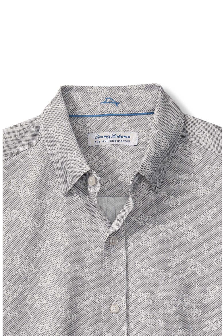 San Lucio Lotos Floral IslandZone® Short Sleeve Cotton Blend Button-Up Shirt, Alternate, color, STORM GRAY