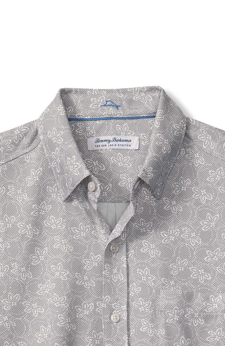Tommy Bahama San Lucio Lotos Floral IslandZone<sup>®</sup> Short Sleeve Cotton Blend Button-Up Shirt, Alternate, color, Storm Gray