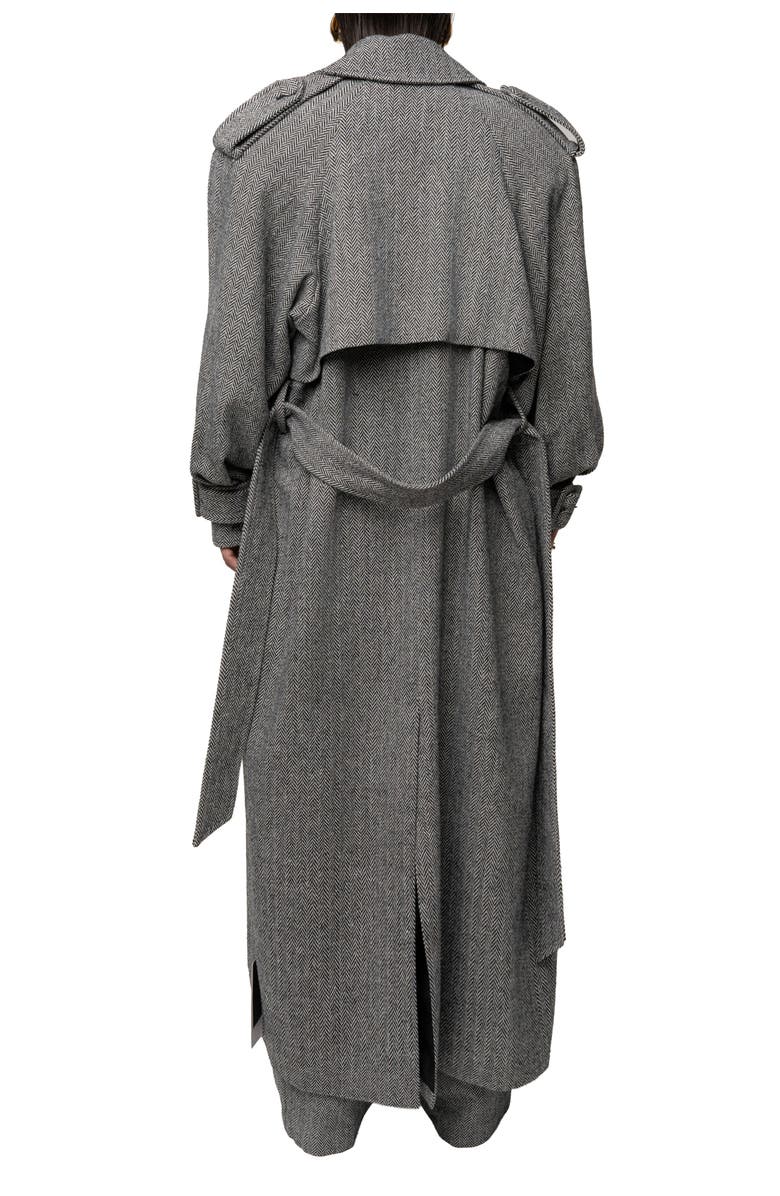 JLUXLABEL Herringbone Oversized Trench Coat, Alternate, color, Black