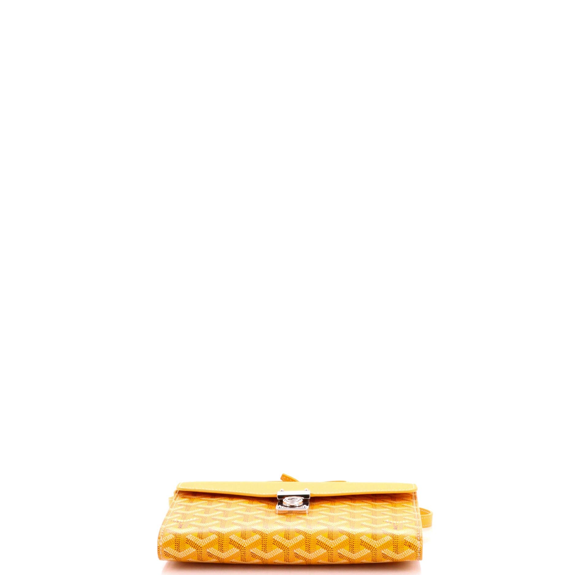 Pre-Owned Goyard Chypre Wallet on Strap Coated Canvas with Leather, Alternate, color, Orange