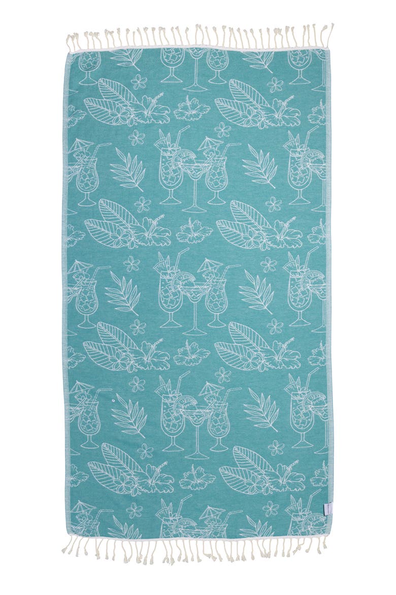 Tropical Drink Organic Turkish Towel, Main, color, Aqua