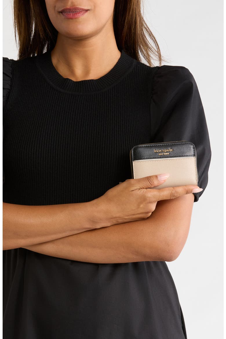 morgan colorblock saffiano leather wallet, Alternate, color, EARTHENWARE BLACK MU