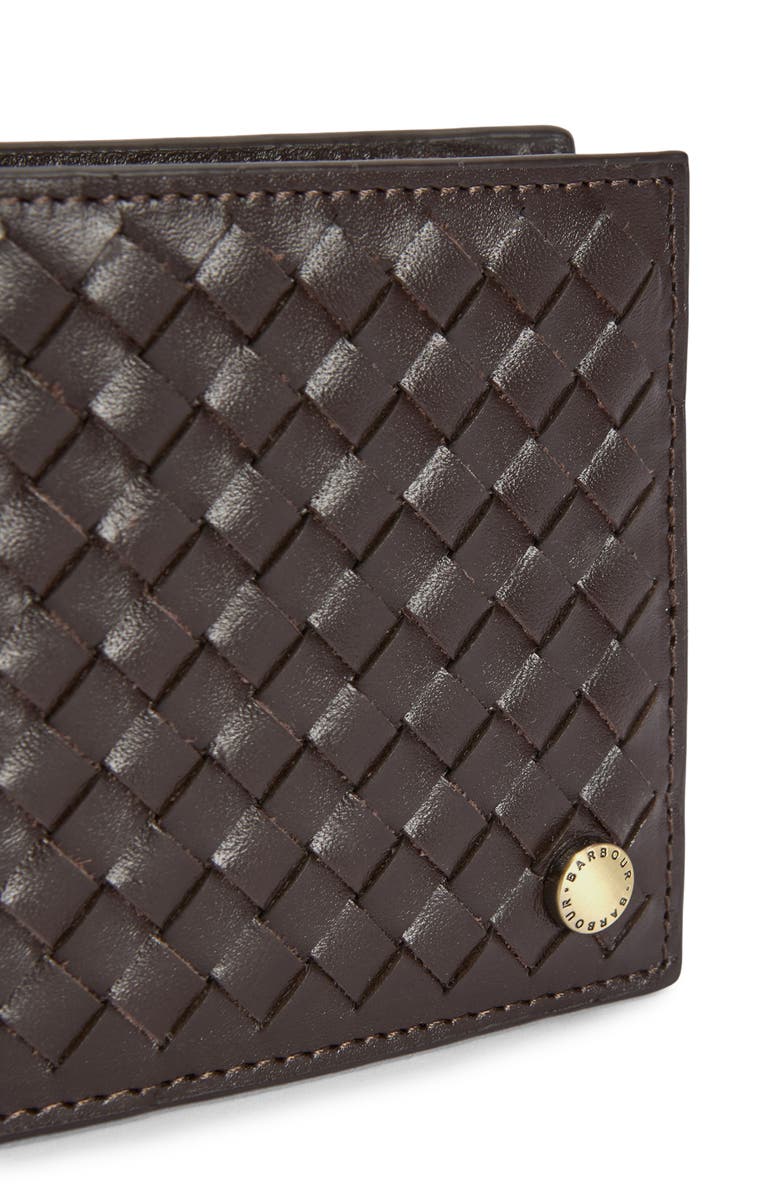 Barbour Farne RFID Woven Leather Bifold Wallet, Alternate, color, Brown