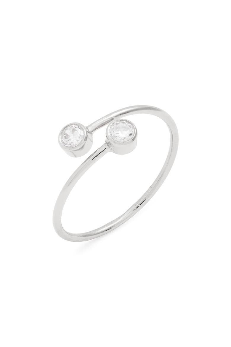 Adjustable Cubic Zirconia Wrap Ring, Main, color, STERLING SILVER