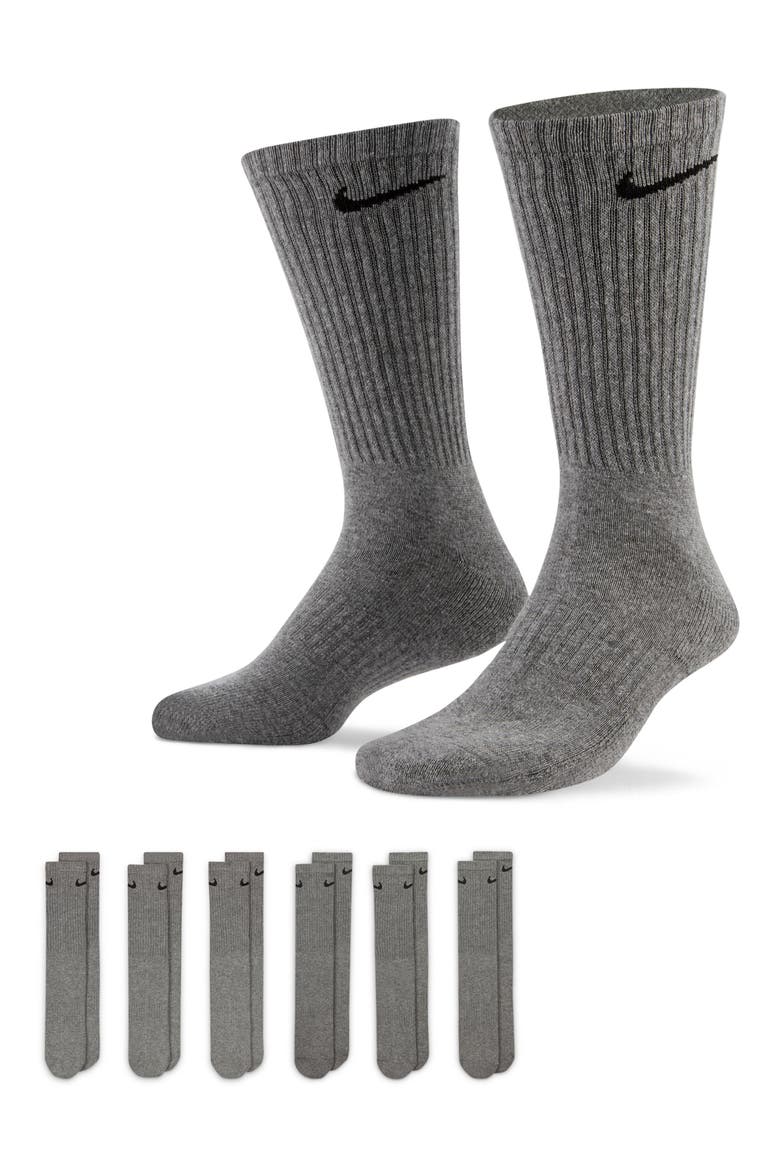 Everyday Crush Crew Socks - Pack of 6, Alternate, color, CARBON HEATHER/BLACK