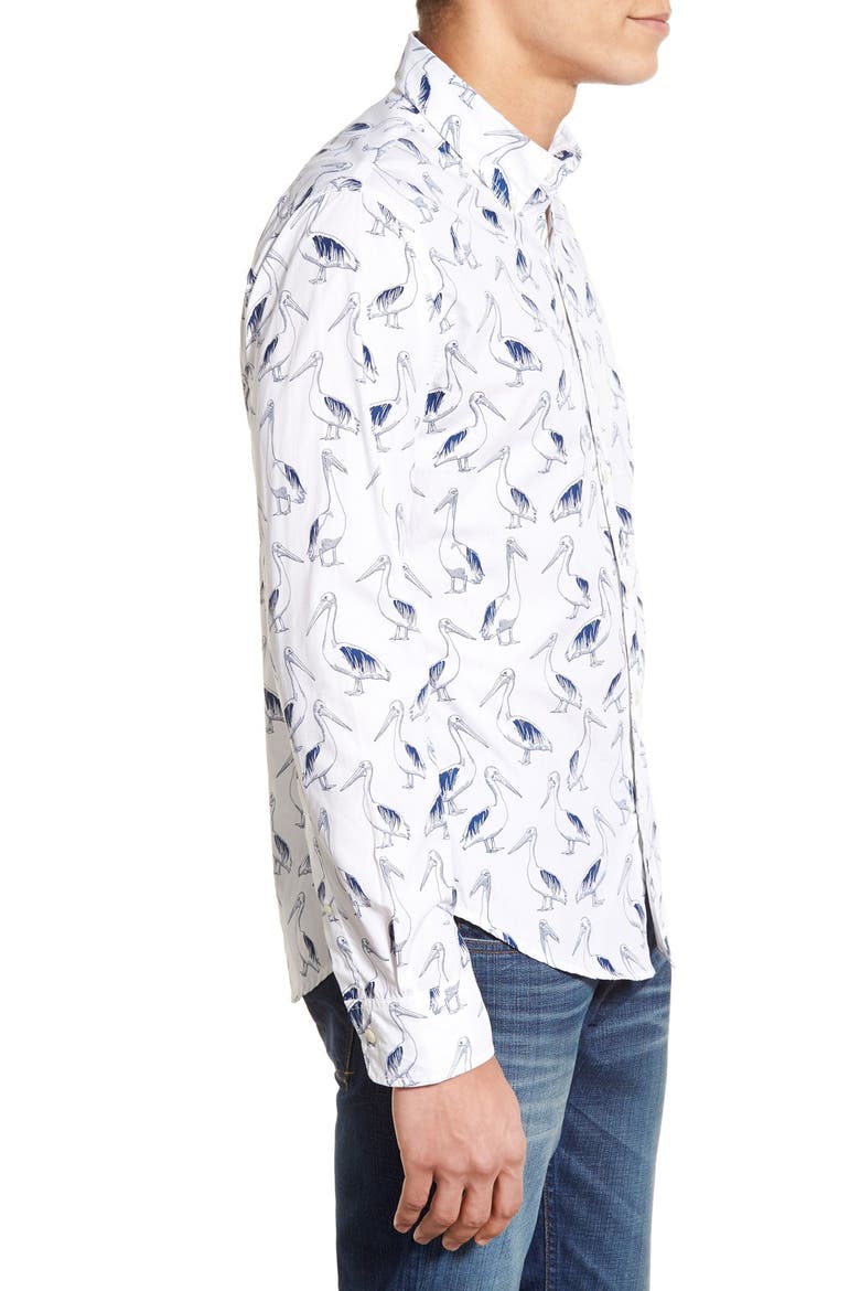 'Pelican Party' Slim Fit Poplin Sport Shirt, Alternate, color, ESTATE BLUE