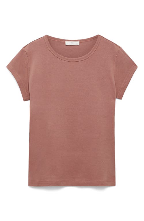 Mango Crewneck Cotton T-shirt In Medium Pink