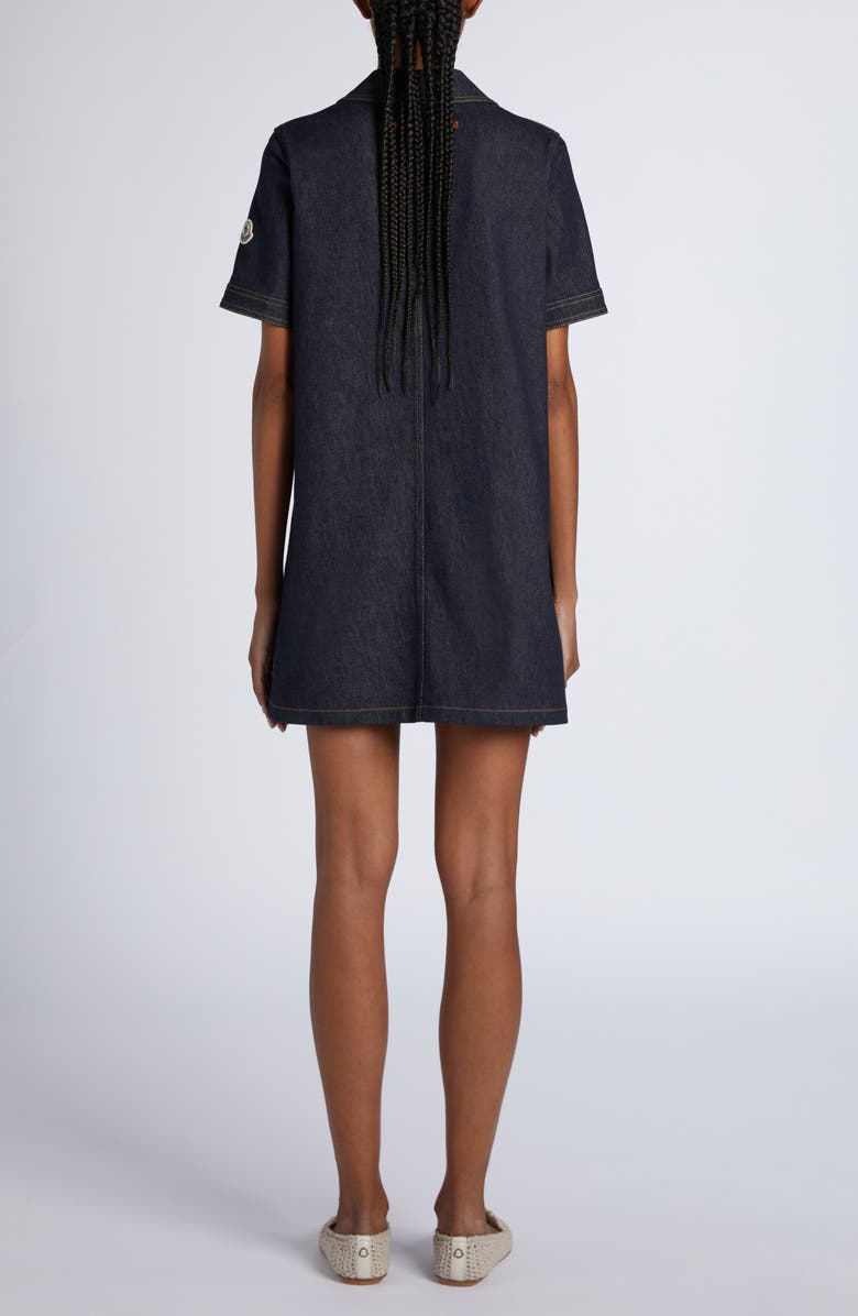 Moncler Stretch Denim Shirtdress, Alternate, color, Blue Navy Denim