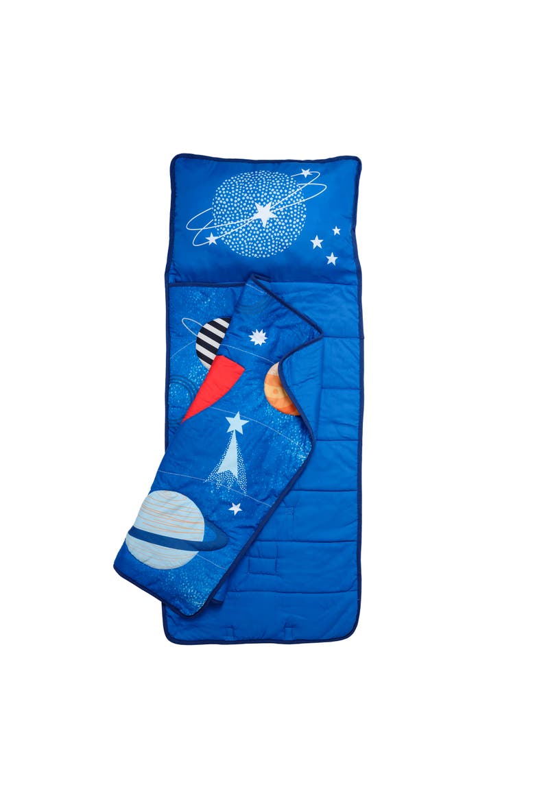 Space Galaxy Soft Toddler Nap Mat with Pillow & Blanket, Alternate, color, Blue