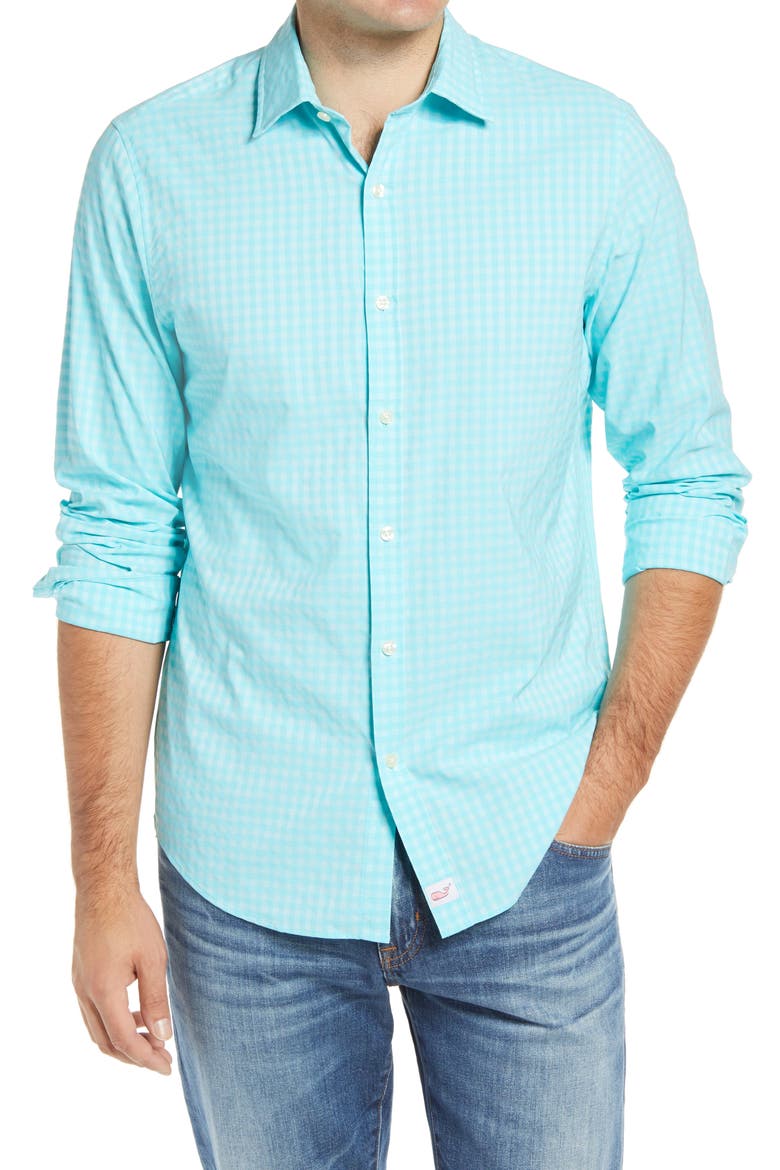 Slim Fit Wells Cooper Button-Up Shirt, Main, color, TURQS
