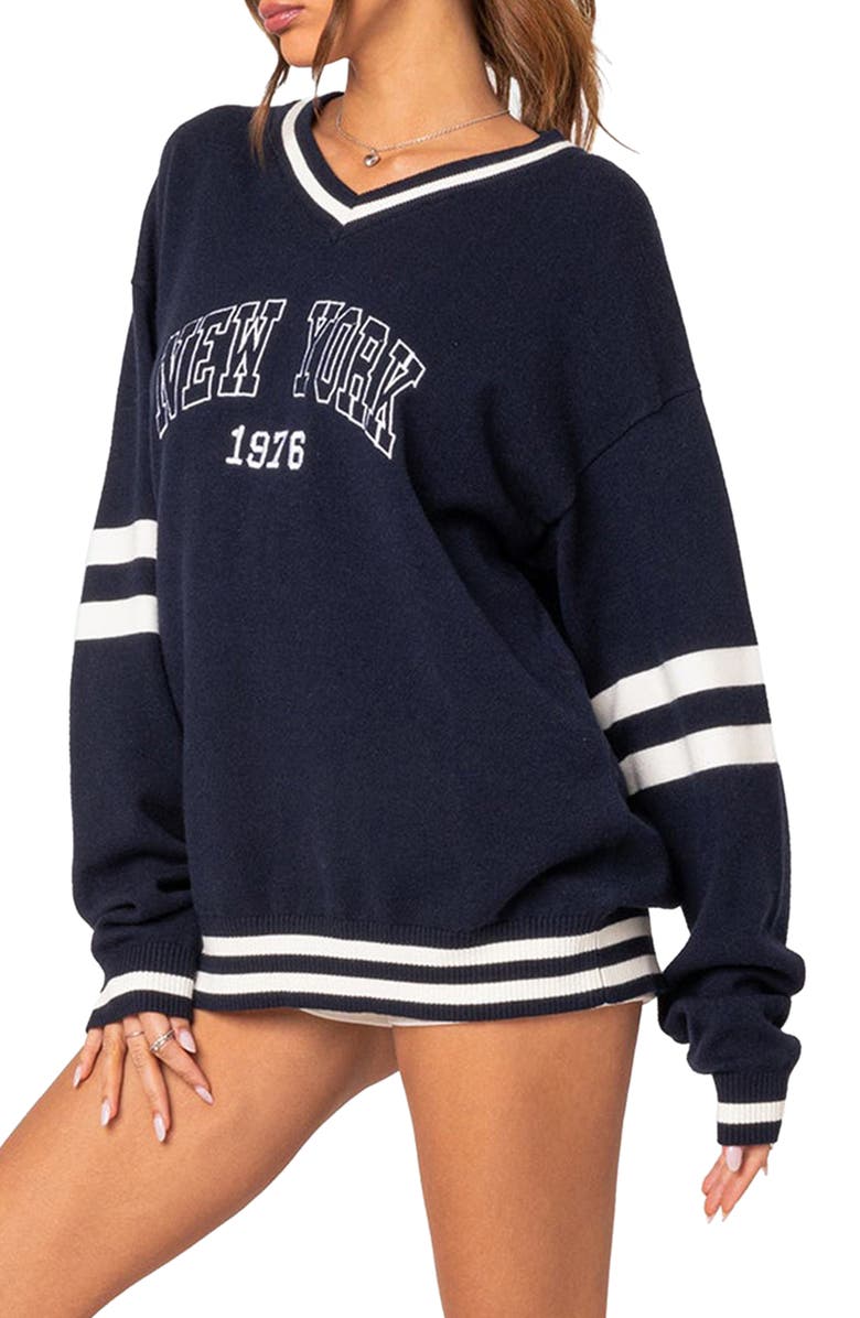 EDIKTED New York Sweater, Alternate, color, Navy