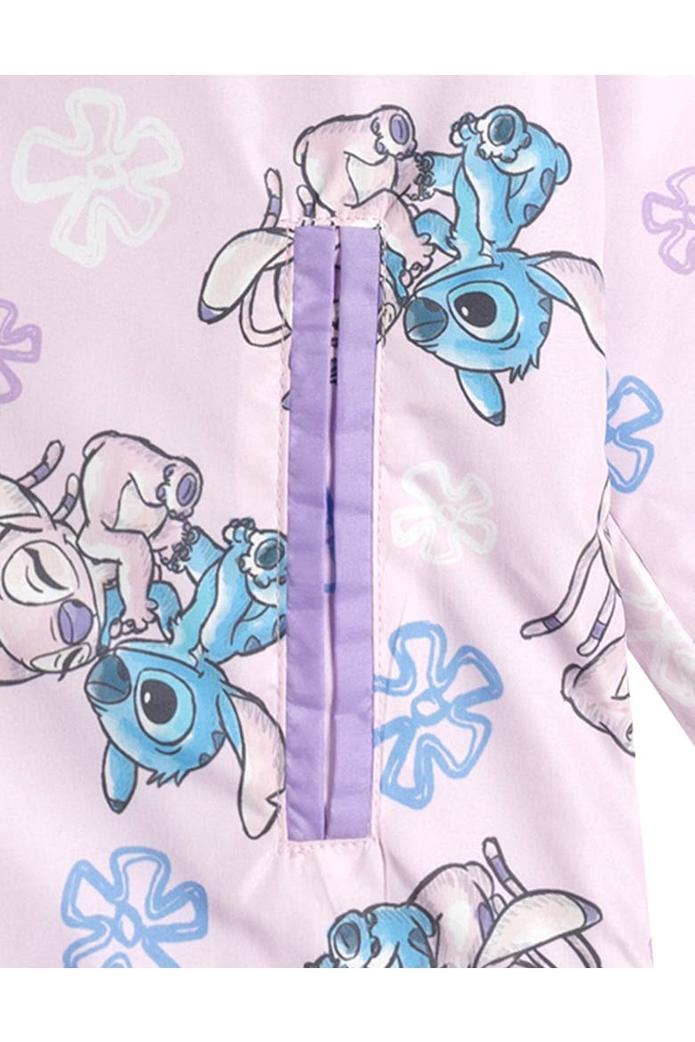 Lilo & Stitch Girls' Fleece Lined Hooded Rain Jacket, Alternate, color, Pink Stitch and Angel