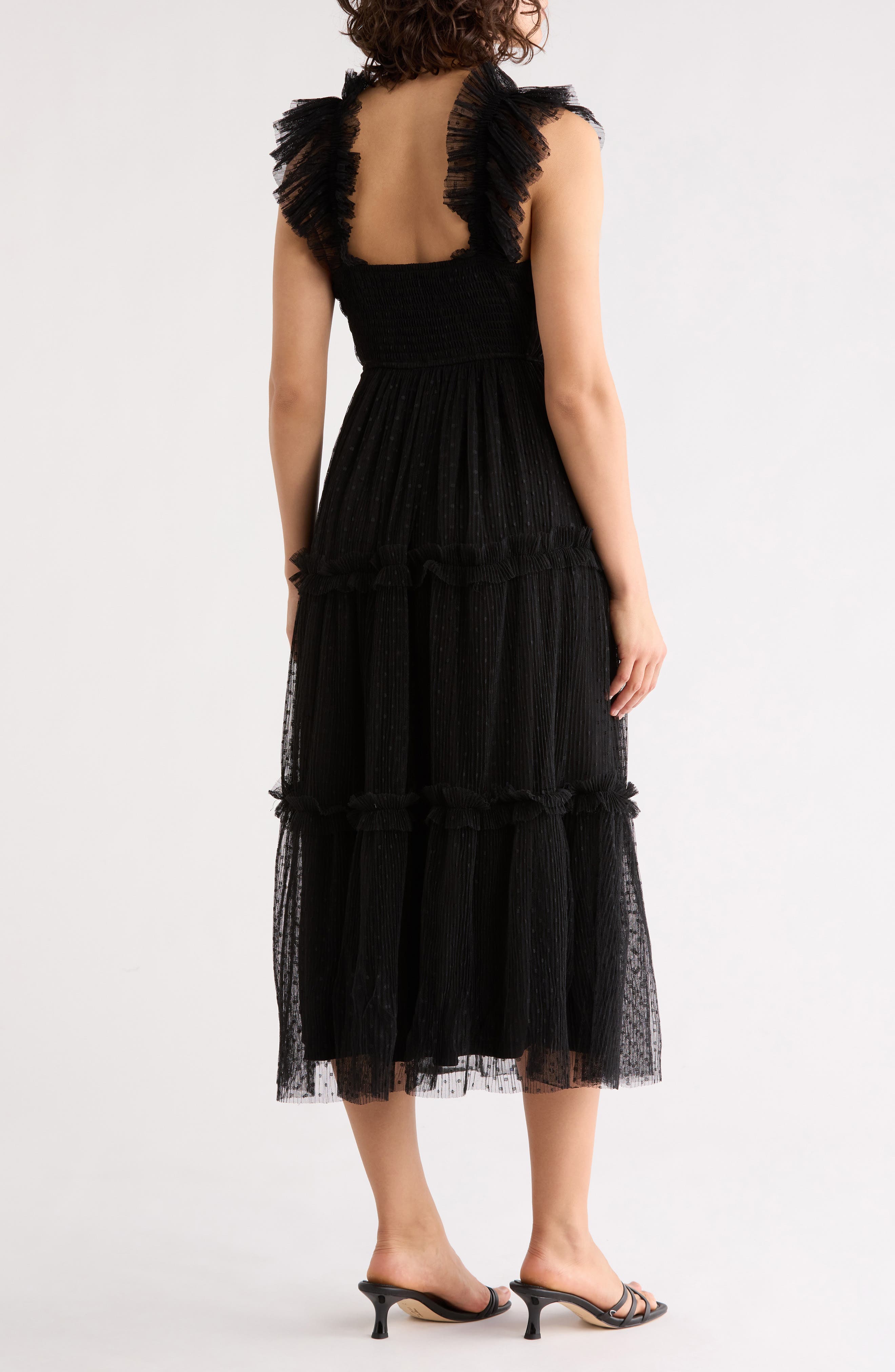 Mesh Tiered Midi Dress