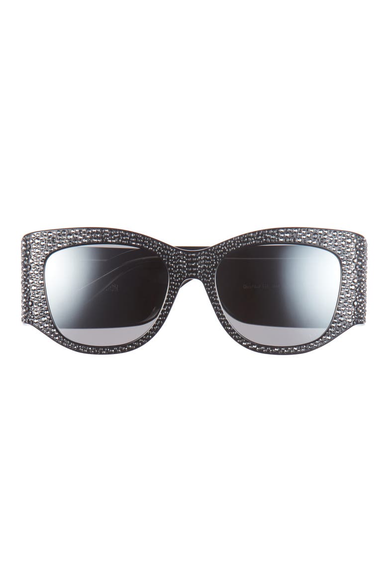 'DiorNuit S1I 54mm Square Sunglasses, Main, color, BLACK/ OTHER / SMOKE MIRROR