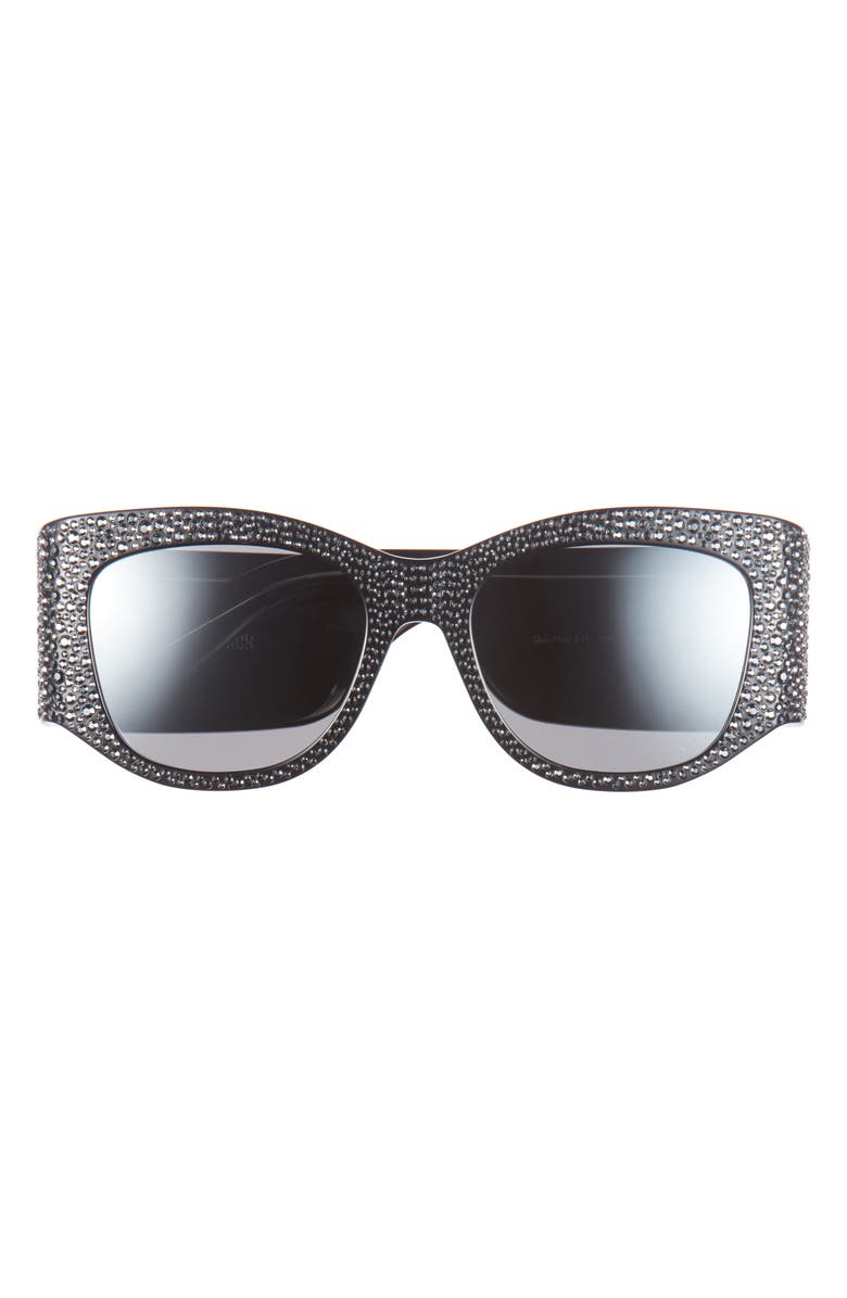 DIOR Nuit S1I 54mm Square Sunglasses, Main, color, Black/ Other / Smoke Mirror