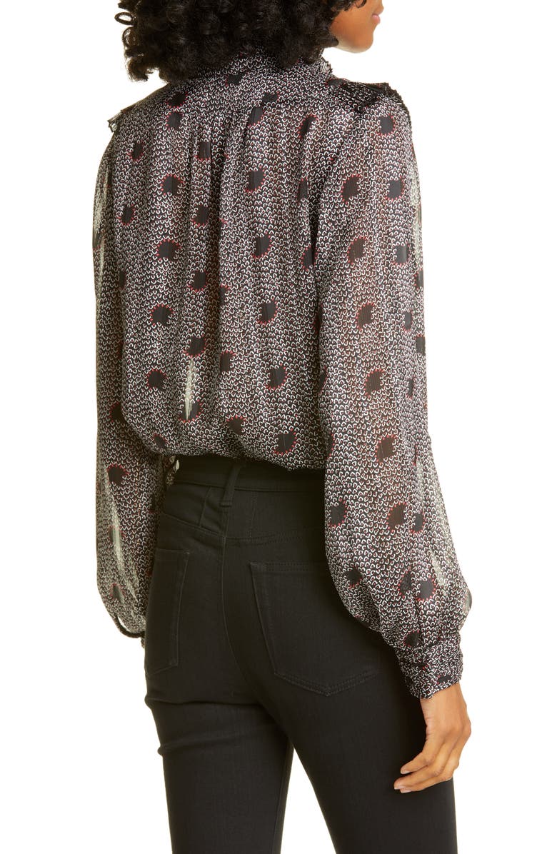 ba&sh Precious Pleated Ruffle Detail Long Sleeve Blouse, Alternate, color,