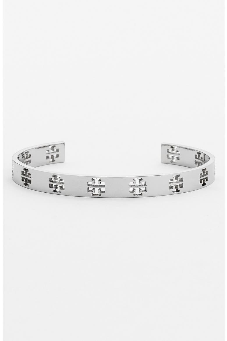 Logo Cutout Skinny Cuff, Main, color, TORY SILVER