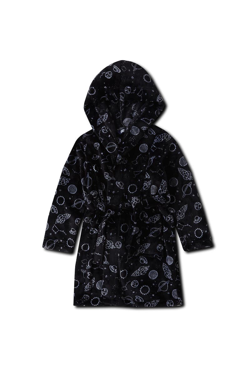 Kids Hooded Fleece Robe, Main, color, Galaxy Trip/Black