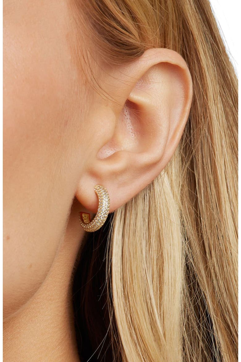 Brookes Crystal Hoops, Alternate, color, Gold