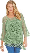 Roaman's Plus Size Crochet Sweater With Starburst Pattern