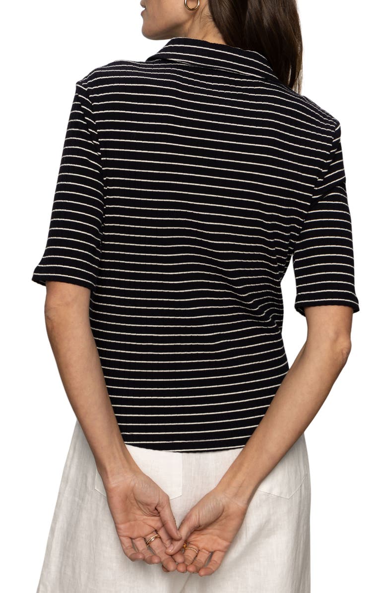 Sanctuary Stripe Elbow Sleeve Rib Button-Up Shirt, Alternate, color,