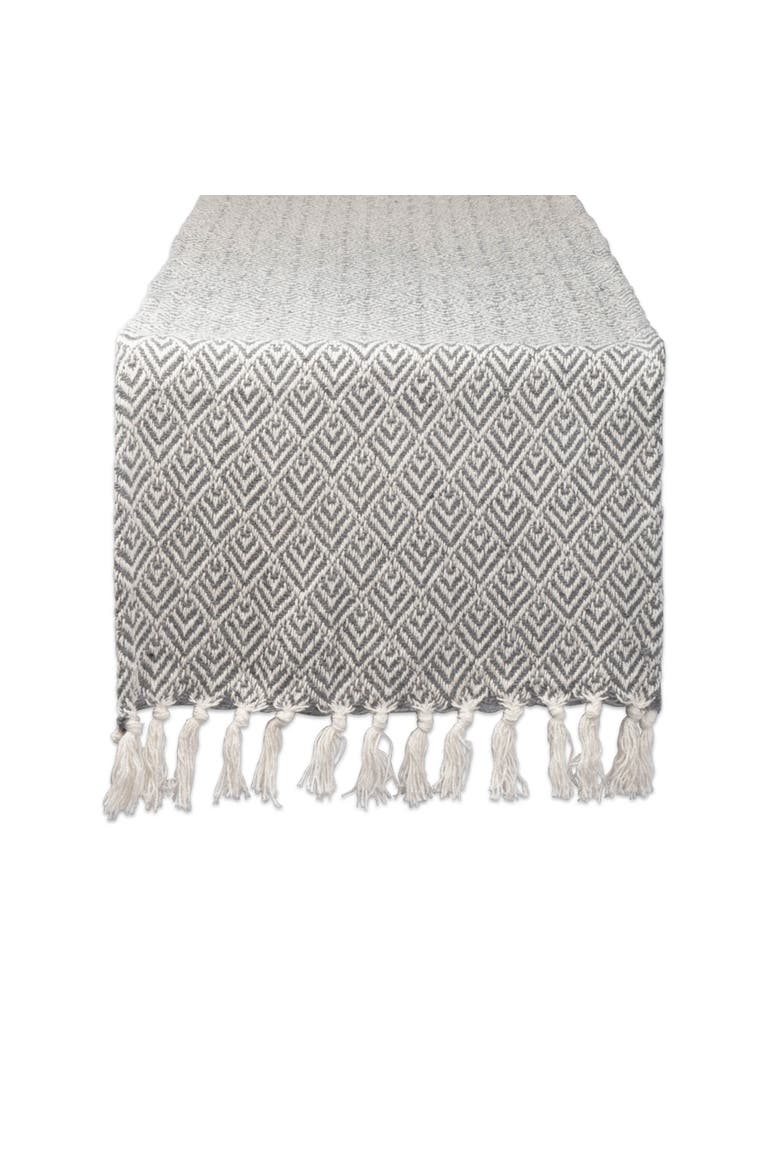 Jacquard Diamond 15x72" Table Runner, Main, color, Gray