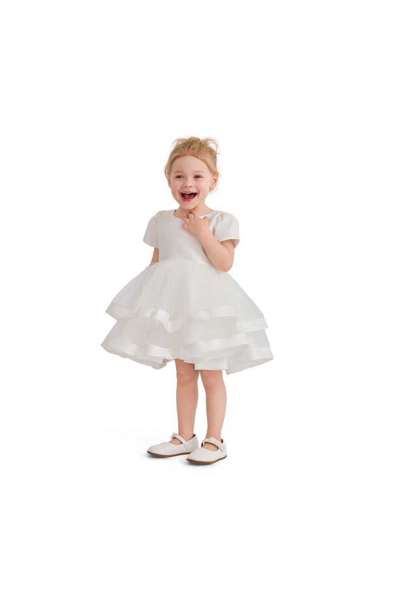 Tulleen Satin Bow Dress, Main, color, White