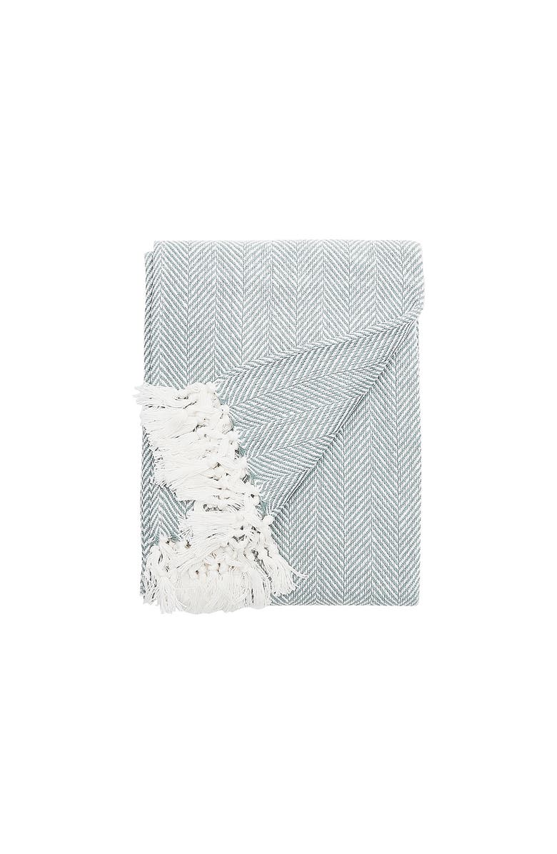 ELISABETH YORK Torin Agate Fringe Throw Blanket, Main, color, Blue