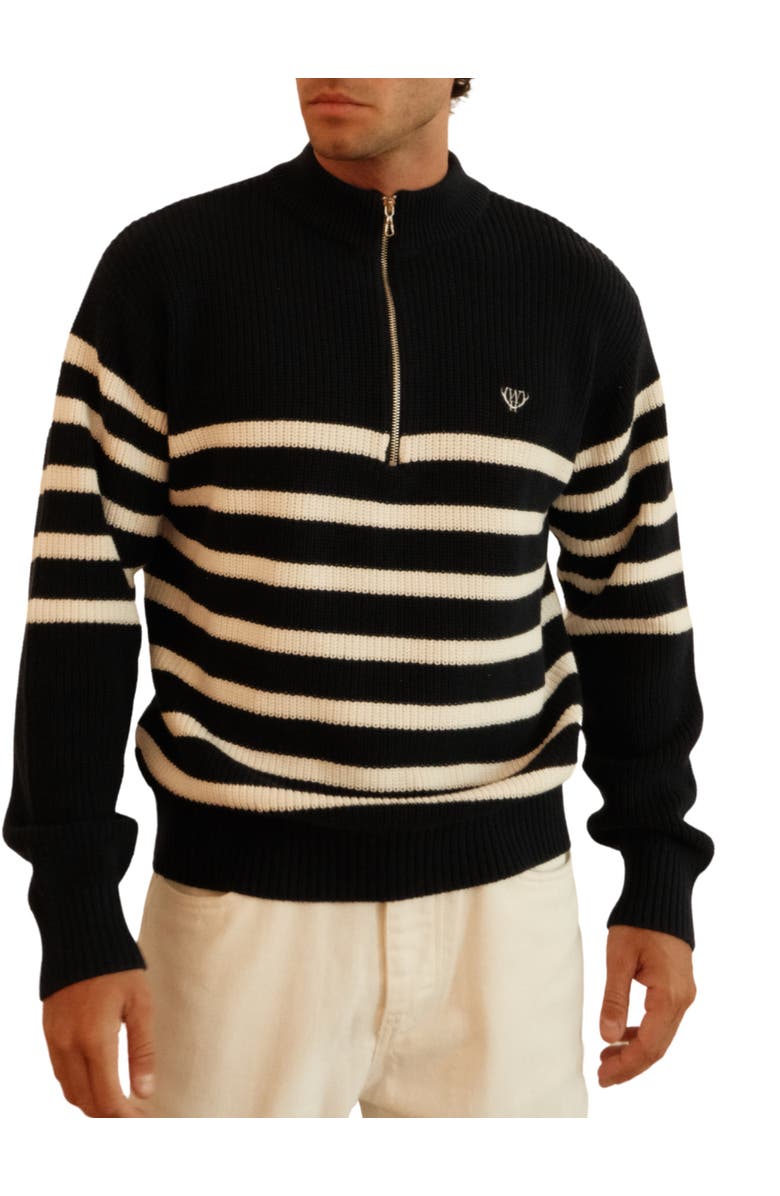 Walker & Hunt Huxley Striped Quarter Zip Sweater, Main, color, Navy