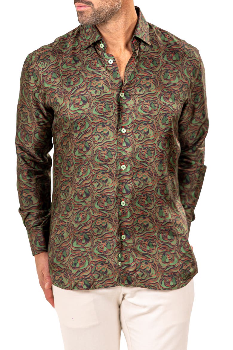 Fibonacci Marthyr 0244 Contemporary Fit Button-Up Shirt, Alternate, color, GREEN