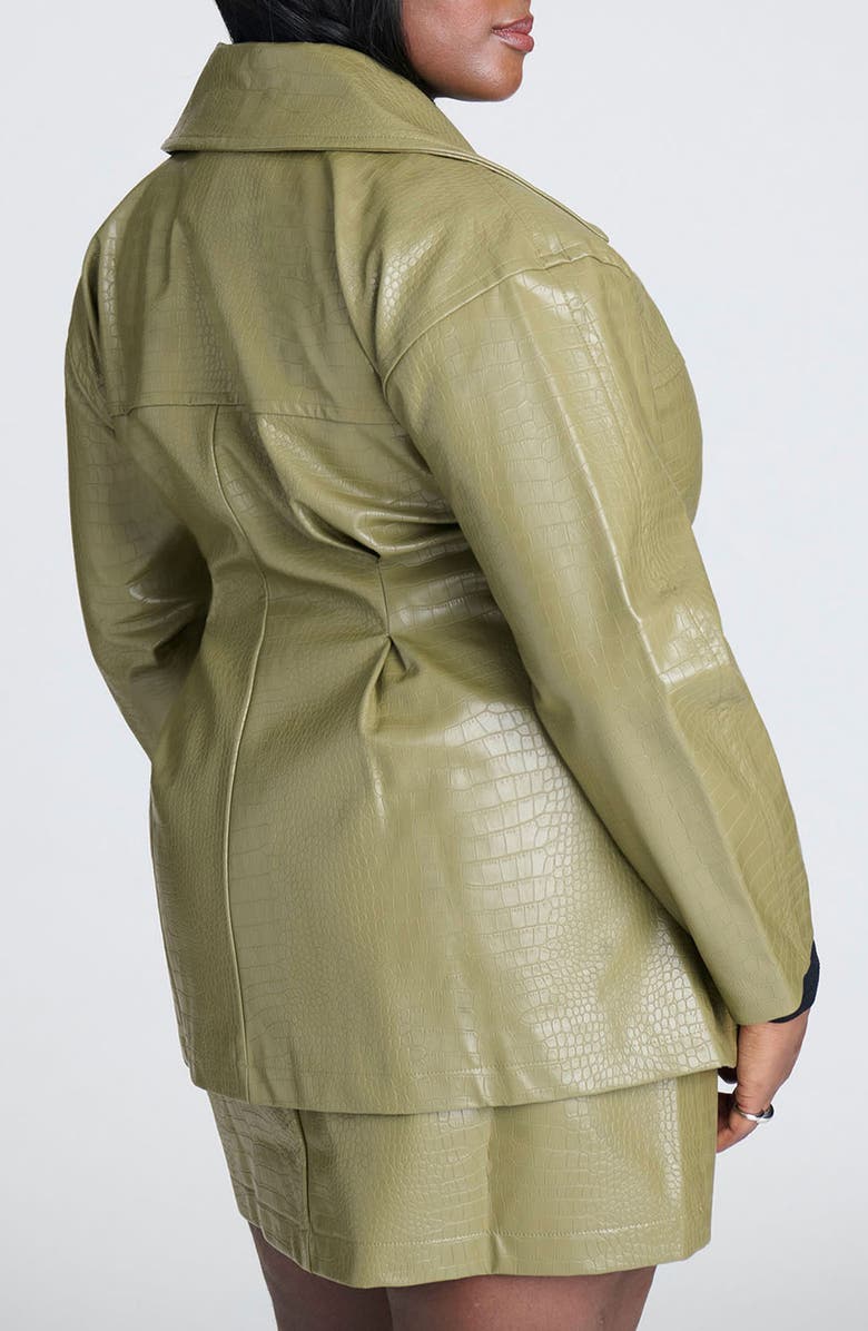 ELOQUII Croc Embossed Faux Leather Jacket, Alternate, color,