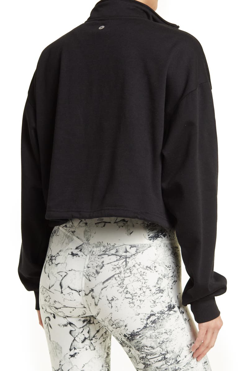 90 DEGREE BY REFLEX Brushed Half Zip Cropped Sweatshirt, Alternate, color, 