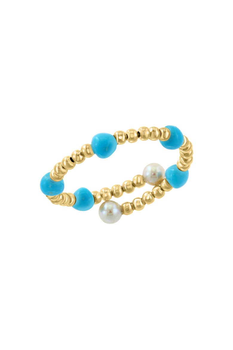 14K Gold Freshwater Pearl & Turquoise Ring, Main, color, GOLD MULTI