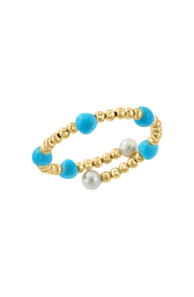EFFY 14K Gold Freshwater Pearl & Turquoise Ring, Main, color, Gold Multi