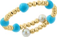 EFFY 14K Gold Freshwater Pearl & Turquoise Ring