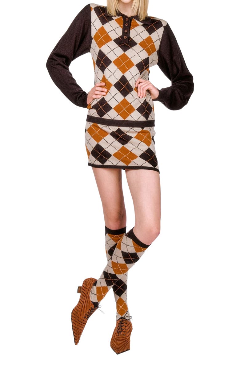 Anna Sui Argyle Knit Skirt, Alternate, color, 