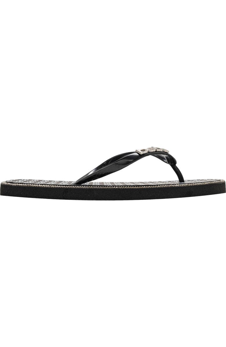bebe Logo Print Flip Flop, Alternate, color, Black