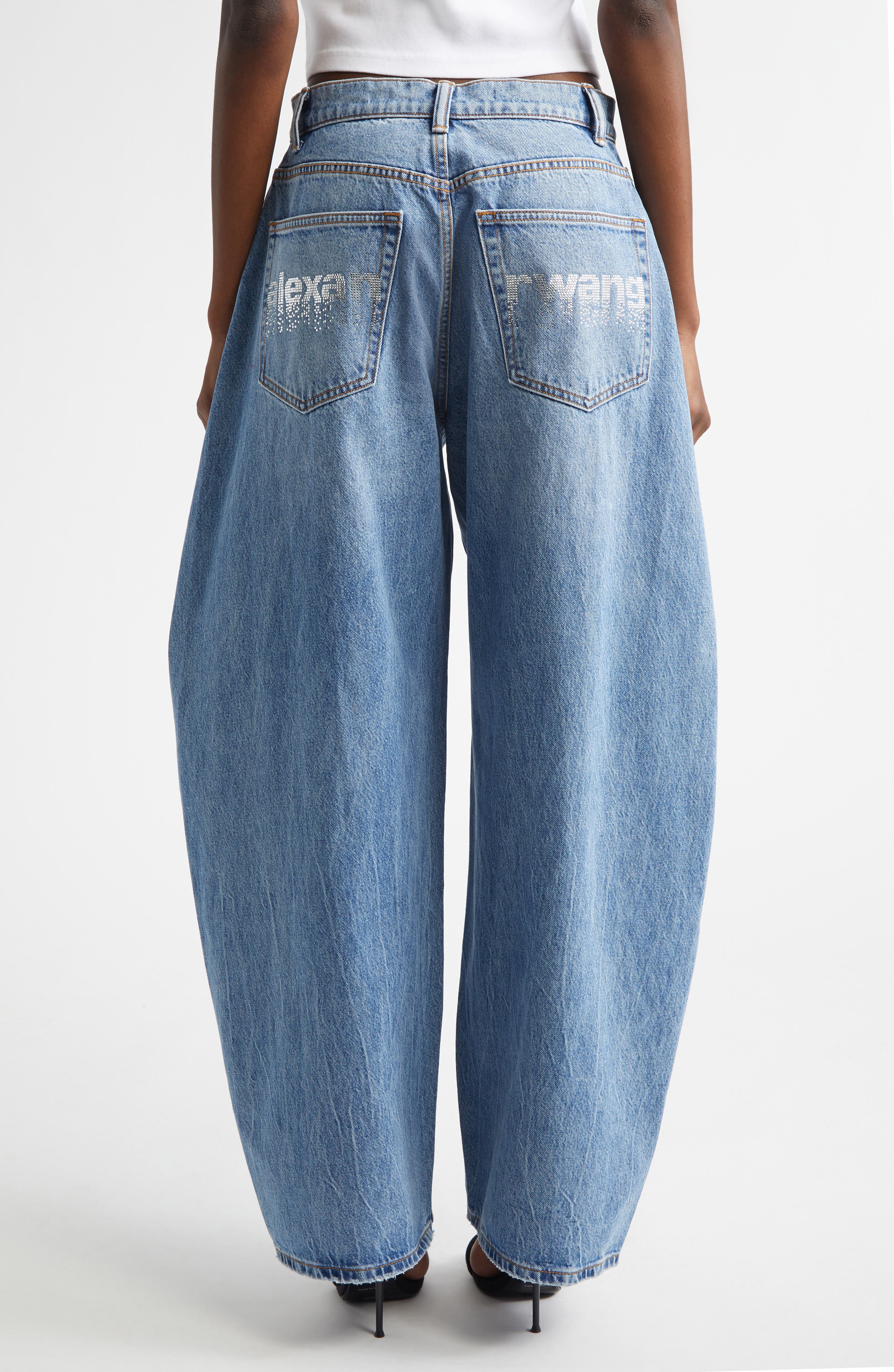 Alexander Wang Blow Up Crystal Logo Balloon Leg Jeans (Women) | Nordstrom