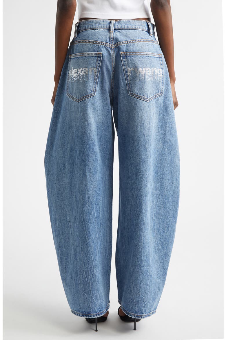 Blow Up Crystal Logo Balloon Leg Jeans, Alternate, color, VINTAGE LIGHT INDIGO