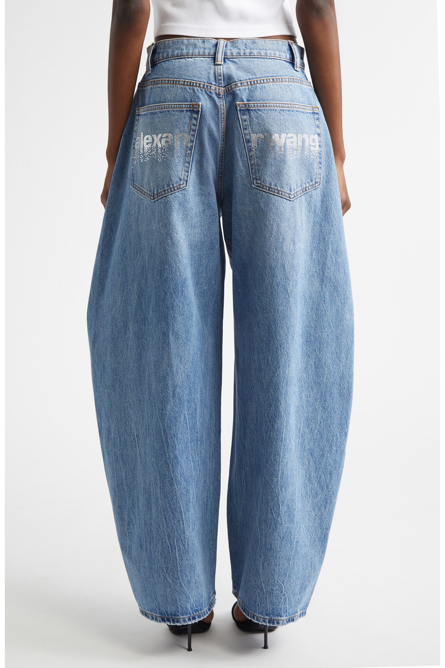 Alexander Wang Blow Up Crystal Logo Balloon Leg Jeans (Women) | Nordstrom