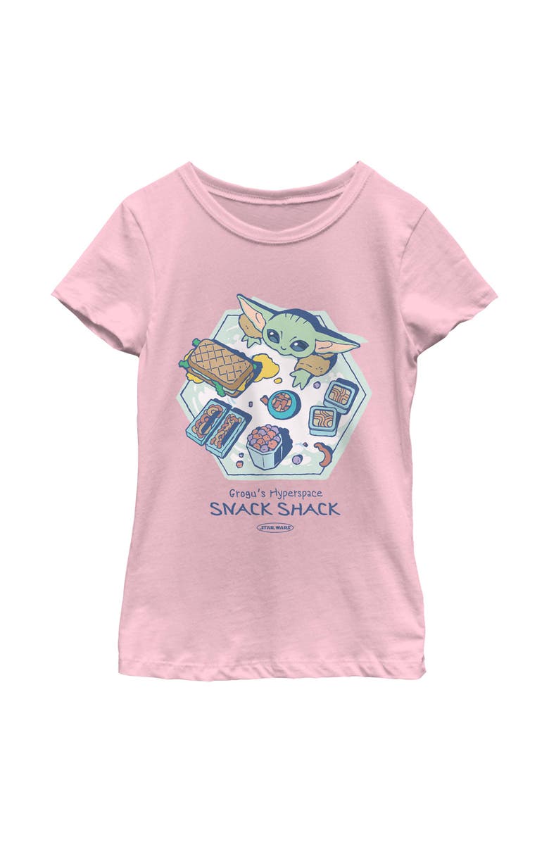 Star Wars: The Mandalorian and Grogu Girl's Star Wars The Mandalorian and Grogu The Child Hyperspace Snack Shack  Graphic T-Shirt, Main, color, Light Pink