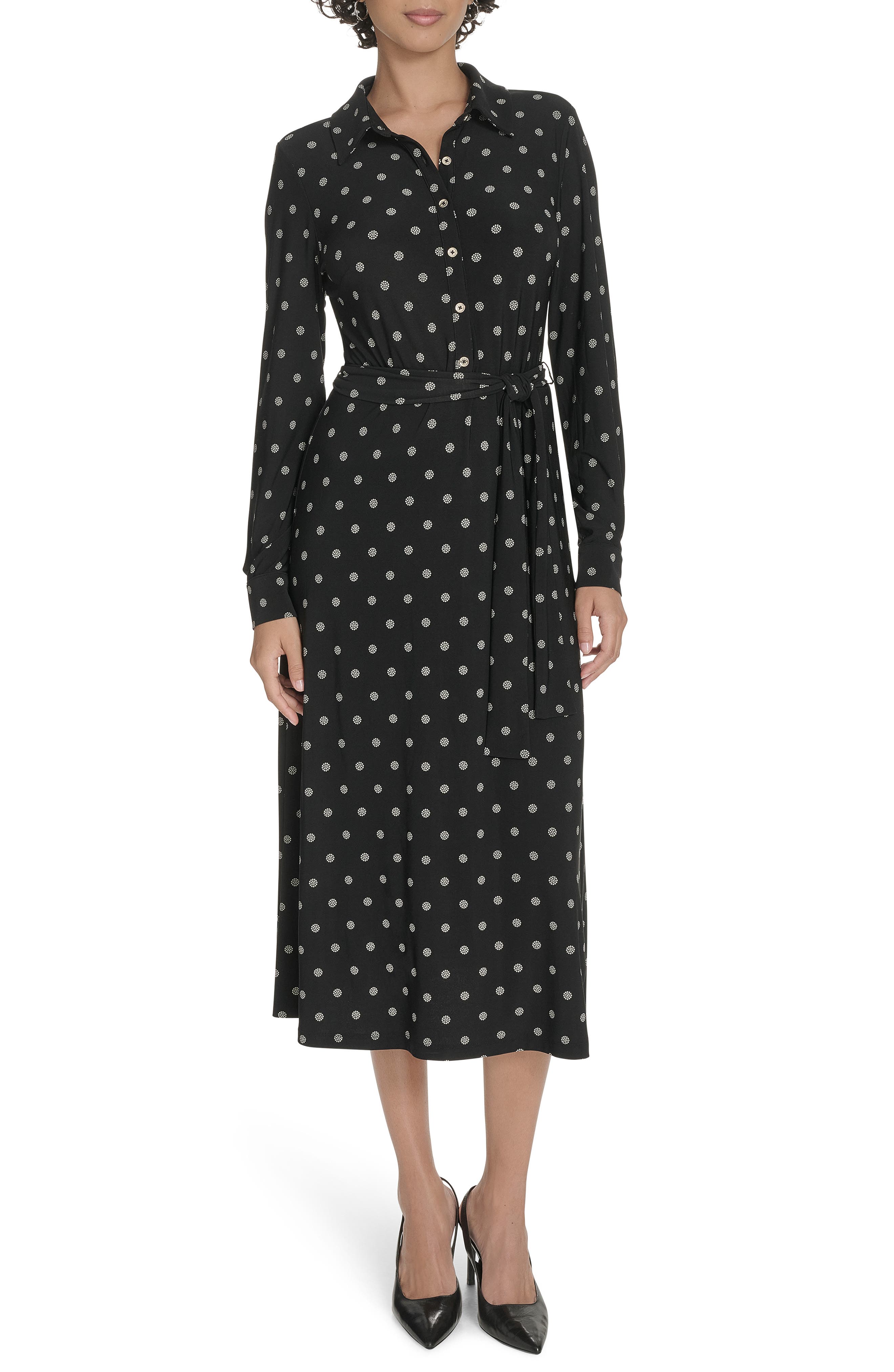 Tommy Hilfiger Long Sleeve Tie Waist Shirtdress